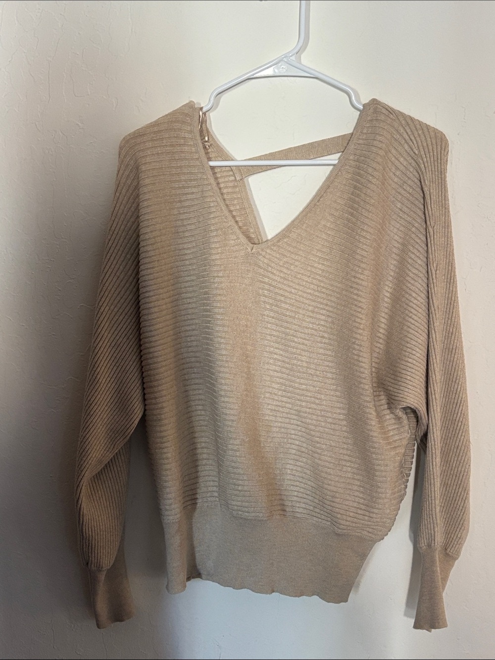 Women's Ribbed Sweater in Beige